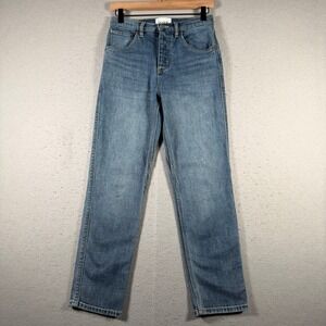 DU/ER Performance Denim Blue Slim Jeans Women 26x27 High Rise Button Fly Stretch